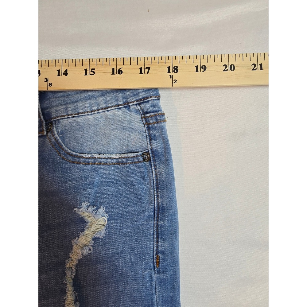 Umgee Denim High Rise Straight Leg Distressed Ripped Jeans Medium Wash Size 7 - Picture 8 of 16
